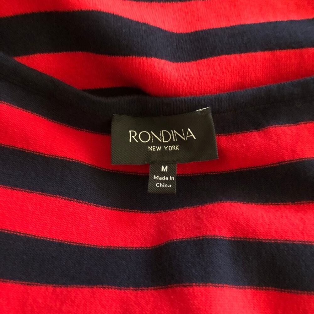 Rondina New York Square Neck Tank Top Red Navy Stripe Sleeveless Medium NWT - Picture 7 of 11